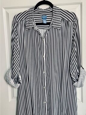 SIMPLY VERA Vera Wang Oversized Relaxed Top Shirt Blouse Button Down Size XL